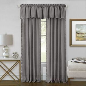 Wallace Gray Semi-Sheer Window Curtain Rod Pocket Panel: 52" x 64", Rod Pocket